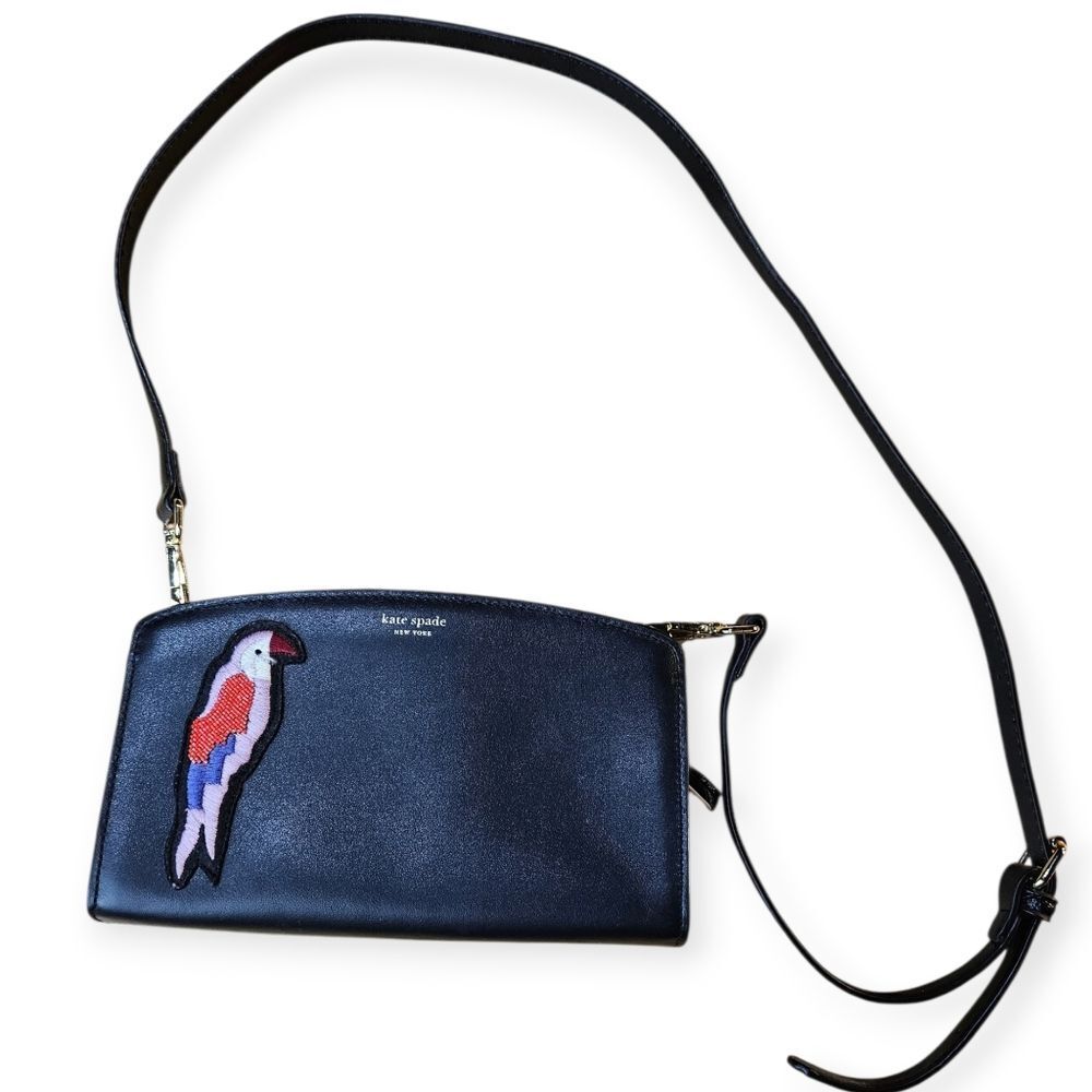 🖤 Kate Spade Flock Party Crossbody – Black Italian Leather ✨
